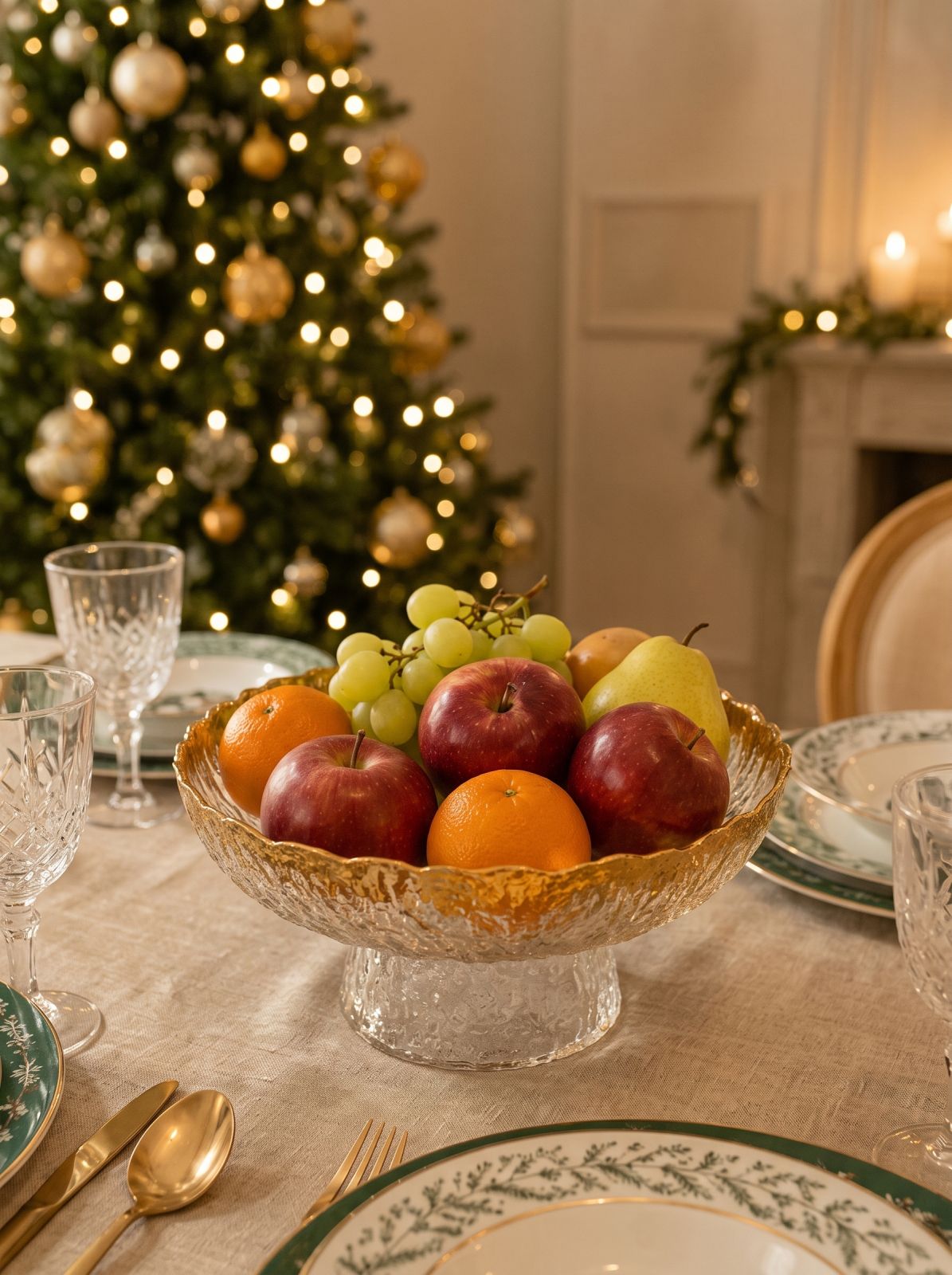 Glas-Obstschale / Etagere mit Goldrand von Nuvole di Stoffa – Ø 20x8,5 cm