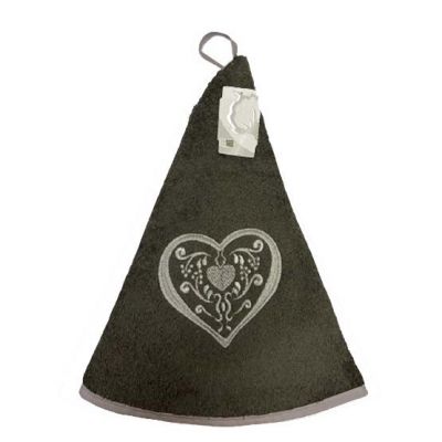 Asciugamano tondo da cucina Coton Blanc serie Cuore colore grigio scuro