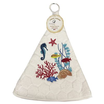 Asciugamano tondo da cucina Coton Blanc serie La mer colore bianco