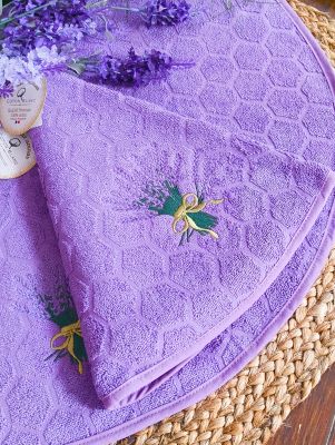 Asciugamano tondo da cucina Coton Blanc serie Mazzetto di Lavanda colore lavanda