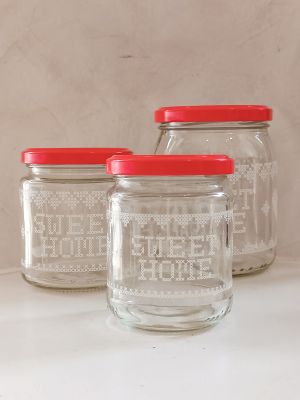 Barattolo in vetro per conserve serie Sweet Home misura grande diametro cm.8x11,5 h.
