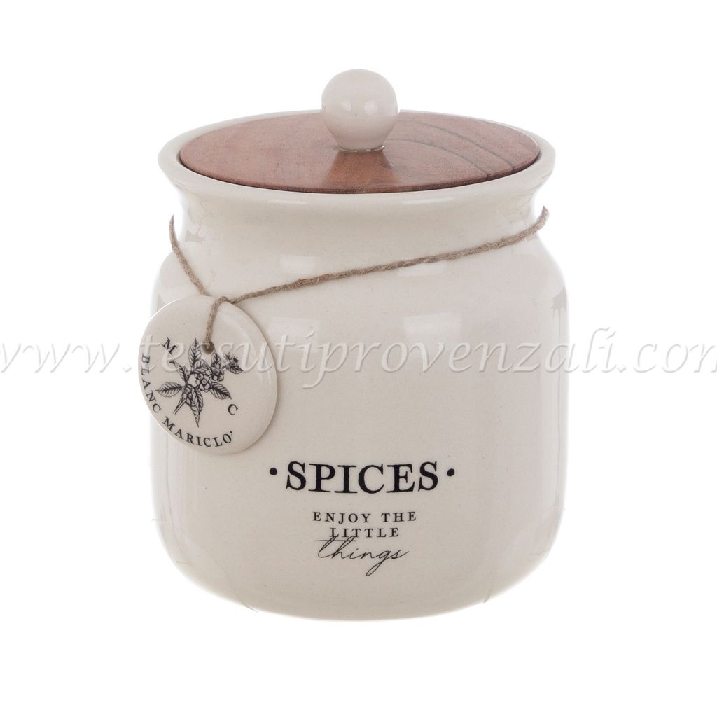 Blanc Mariclo barattolo in ceramica serie La Dispensa cm.11x15 h.- scritta Spices