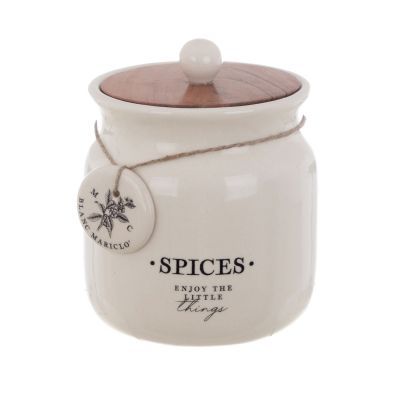 Blanc Mariclo barattolo in ceramica serie La Dispensa cm.11x15 h.- scritta Spices