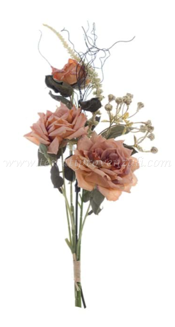 Blanc Mariclo bouquet rose serie Florilegio variante albicocca vintage h.40 cm