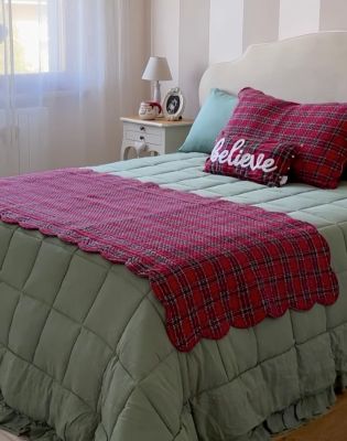 Blanc Mariclo boutis fondoletto trapuntato in cotone tartan serie Carmen cm. 80x200