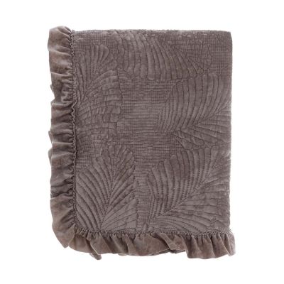 Blanc Mariclò boutis piazza e mezza in velluto con balza serie Foliage Velvet colore beige