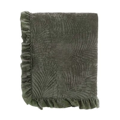 Blanc Mariclò boutis piazza e mezza in velluto con balza serie Foliage Velvet colore verde