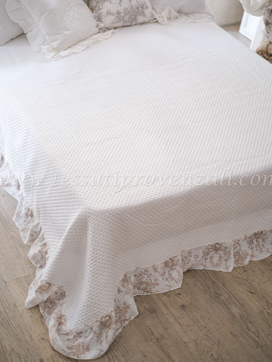 Blanc Mariclo boutis trapuntino matrimoniale serie Fru Fru con gala h. 20 cm.