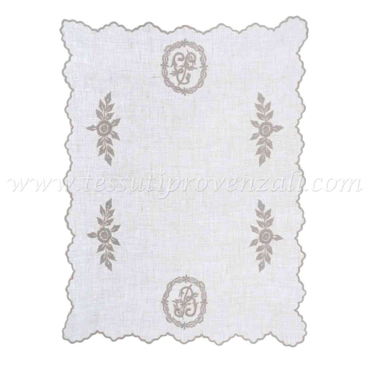Blanc Mariclo centrino il lino ricamato serie Dentelle cm. 38x50