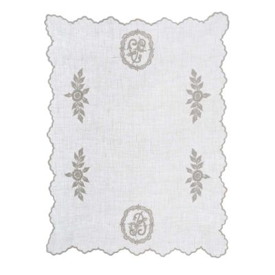 Blanc Mariclo centrino il lino ricamato serie Dentelle cm. 38x50