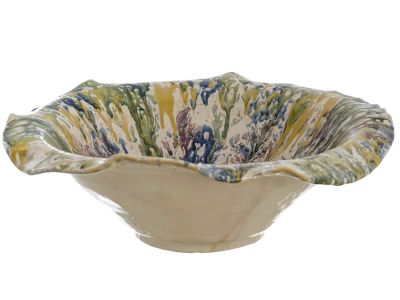 Blanc Mariclo centrotavola artigianale in ceramica serie Aegeo cm.34x12 h.