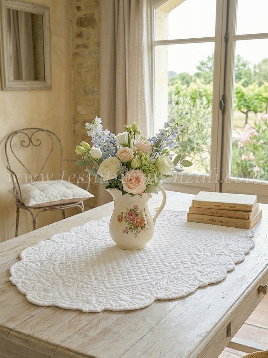 Blanc Mariclo centrotavola boutis serie Carmen cm.45x70 colore bianco