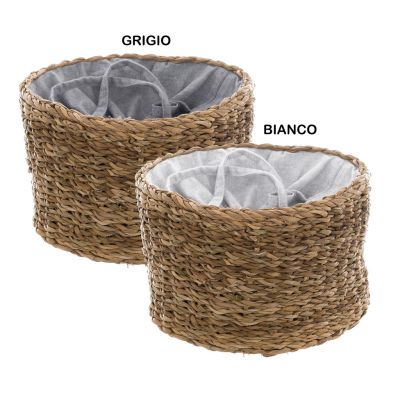 Blanc Mariclo cestino in seagrass serie Intrecci colore bianco diametro cm.25x15 h.