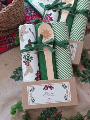 Blanc Mariclo confezione 3 canovacci + mestolo legno natalizi