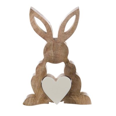Blanc Mariclo coniglietto con cuore in legno serie Pasqua in Festa h. 25 cm.