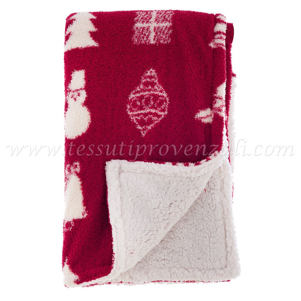 Blanc Mariclo coperta matrimoniale / plaid sherpa serie Xmas joy rosso cm. 200 x 240
