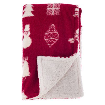 Blanc Mariclo coperta matrimoniale / plaid sherpa serie Xmas joy rosso cm. 200 x 240