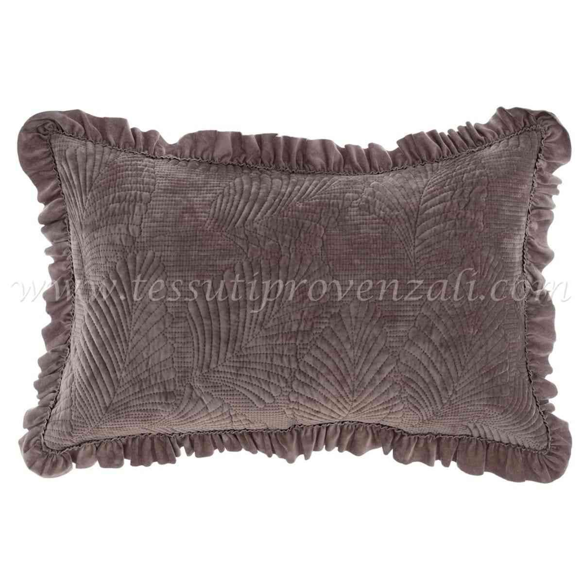 Blanc Mariclo coppia copri guanciali in velluto con volant serie Foliage Velvet colore beige intenso