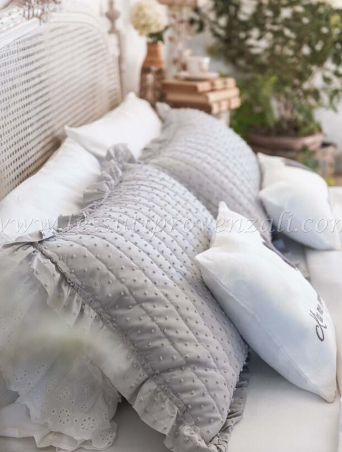 Blanc Mariclo coppia copriguanciali serie Simple pois grigio