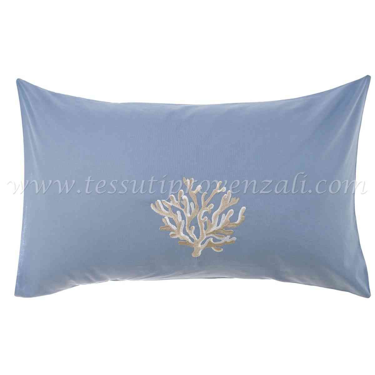 Blanc Mariclo coppia federe corallo serie La Mer Onirique colore celeste