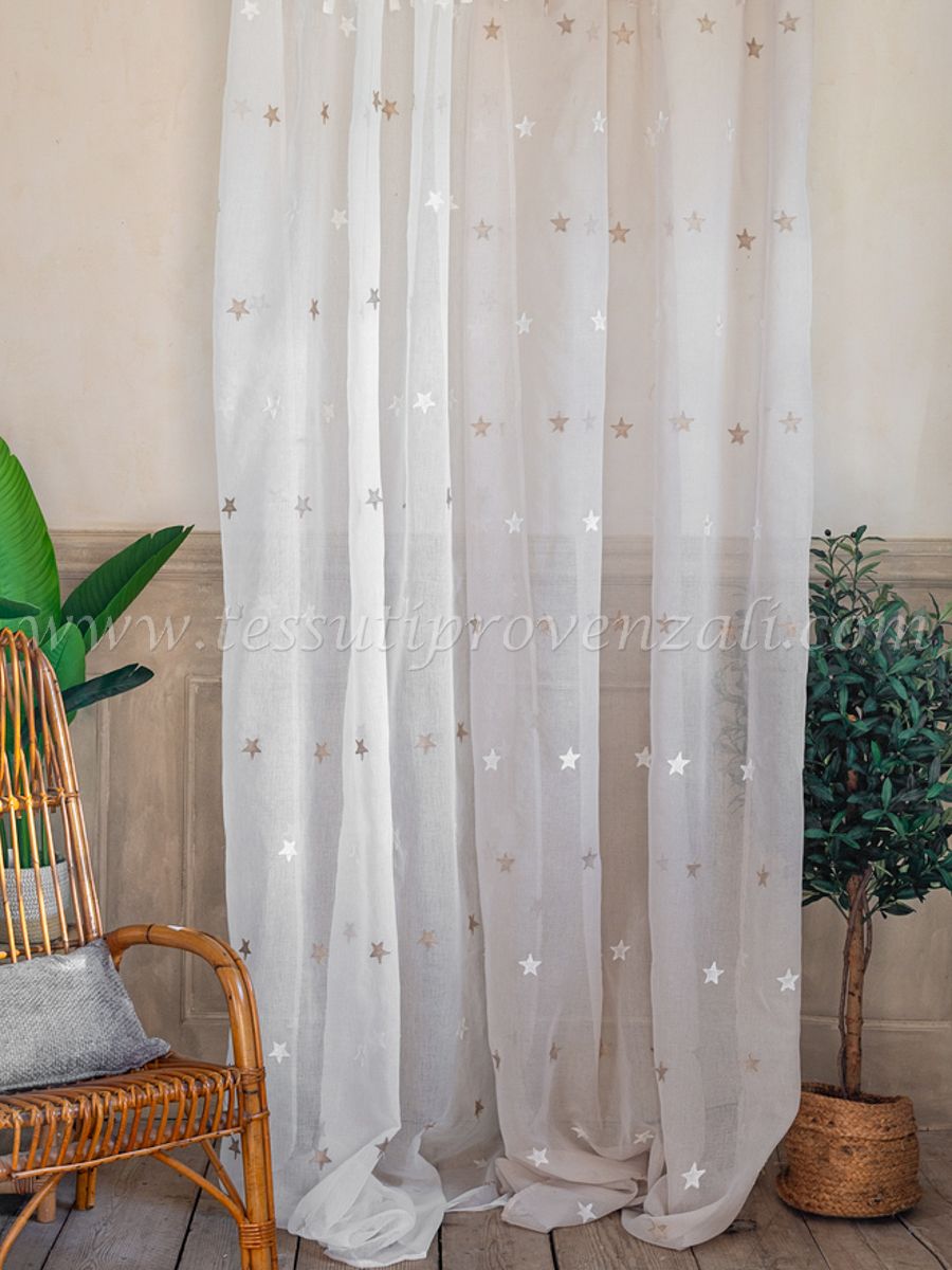 Blanc Mariclo coppia tende serie Stardust colore avorio chiarissimo cm.140x290 h.