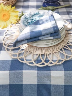 Blanc Mariclo coppia tovaglioli serie Bolgheri colore blu e avorio chiaro