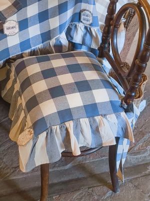 Blanc Mariclo copricuscino per sedia serie Bolgheri colore blu e avorio chiaro