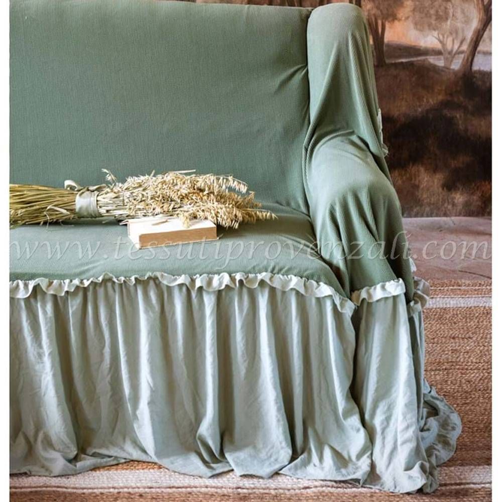 Blanc Mariclo copridivano con gala cm. 280x160 + 50 altezza gala colore verde