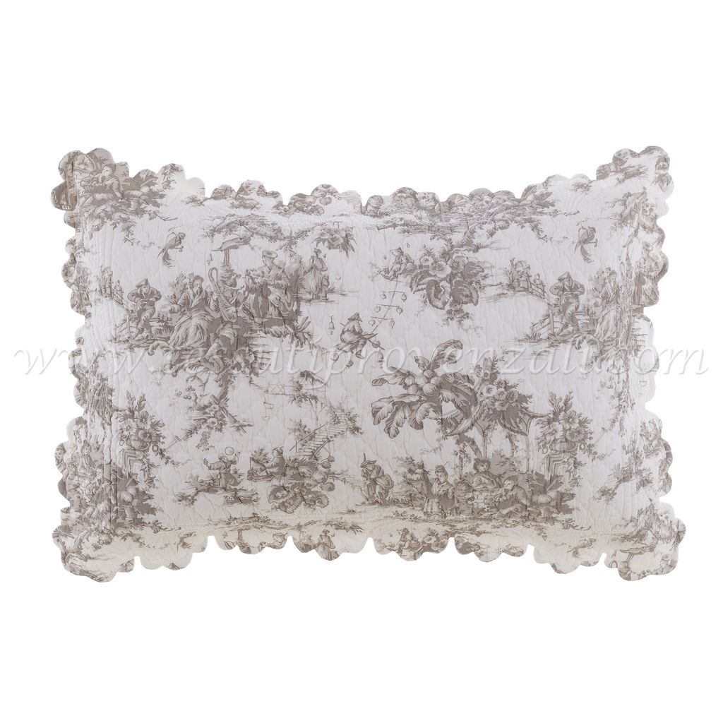 Blanc Mariclo copriguanciale boutis Toile de Jouy shabby chic