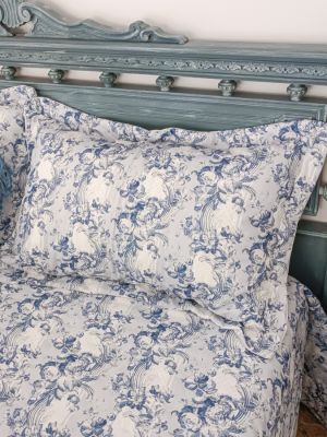 Blanc Mariclo copriguanciale con stampa floreale serie Blu Elisa
