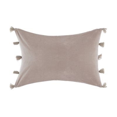 Blanc Mariclo copriguanciale in velluto con nappe serie Autumn Velvet colore beige
