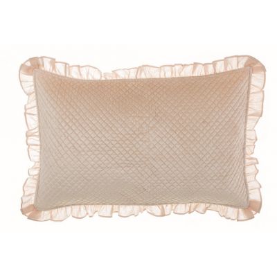 Blanc Mariclo' copriguanciale in velluto con volant serie Trésor colore rosa cipria