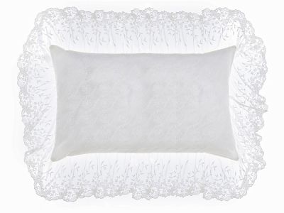 Blanc Mariclo copriguanciale ricamato con balze in tulle serie Dentelle Bijou