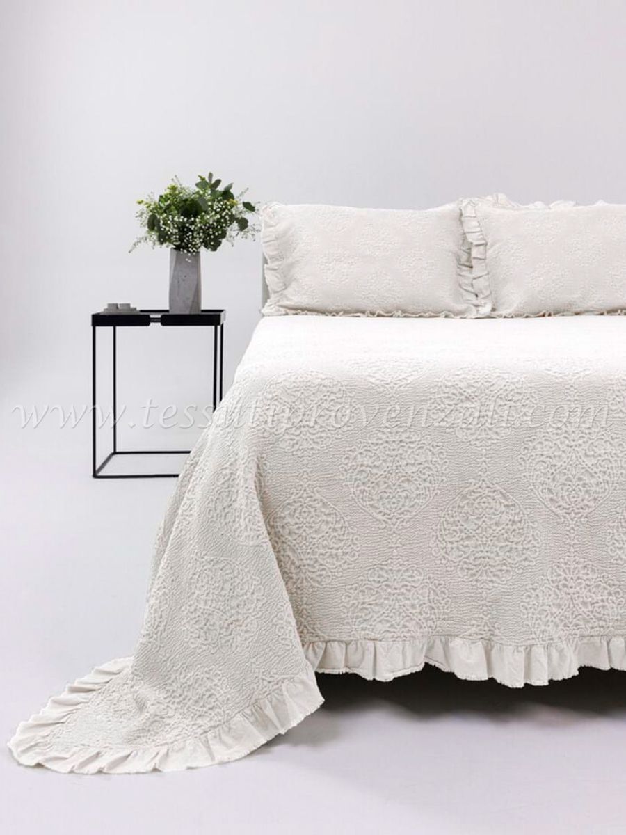 Blanc Mariclo copriletto matrimoniale in cotone serie Damasco bianco alta qualità