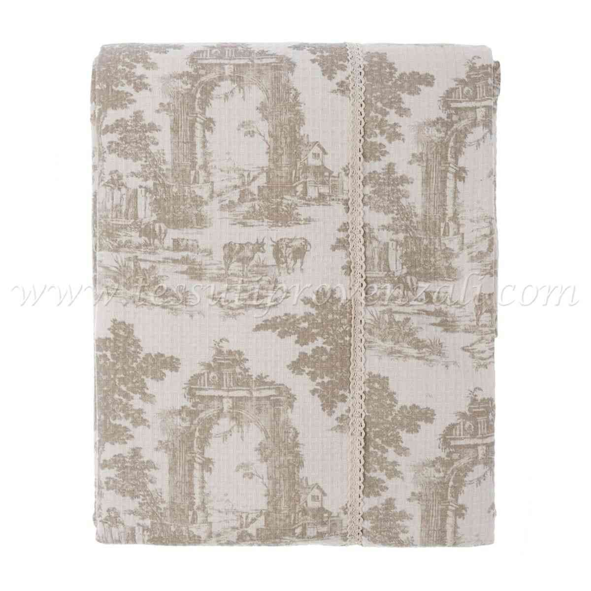 Blanc Mariclo copriletto matrimoniale nido d'ape serie Terra e Toile colore beige