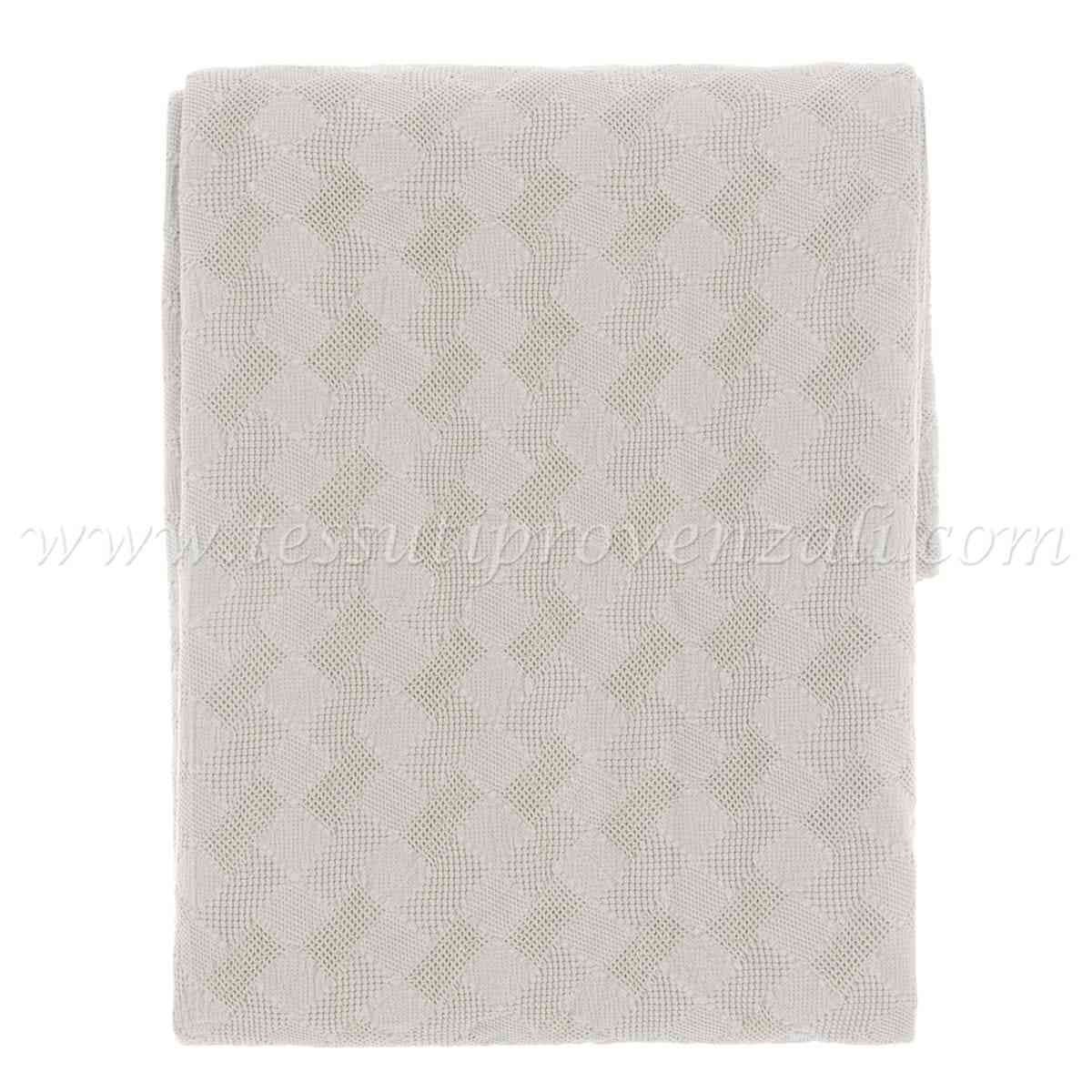 Blanc Mariclo copriletto matrimoniale puro cotone serie Mosaico colore panna alta qualità 