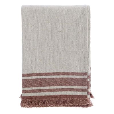 Blanc Mariclo copritutto / plaid misto lino bordo rosa antico