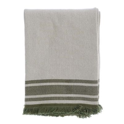 Blanc Mariclo copritutto / plaid misto lino bordo verde