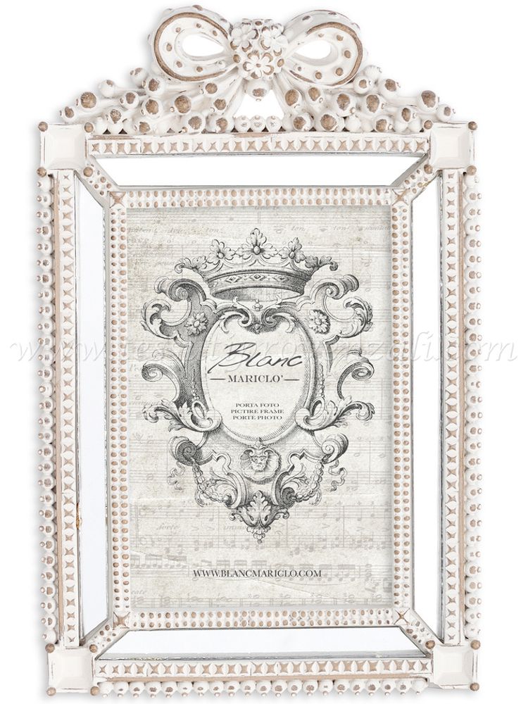 Blanc Mariclo cornice portafoto con specchi serie Sentimento shabby chic cm.15x24 h.