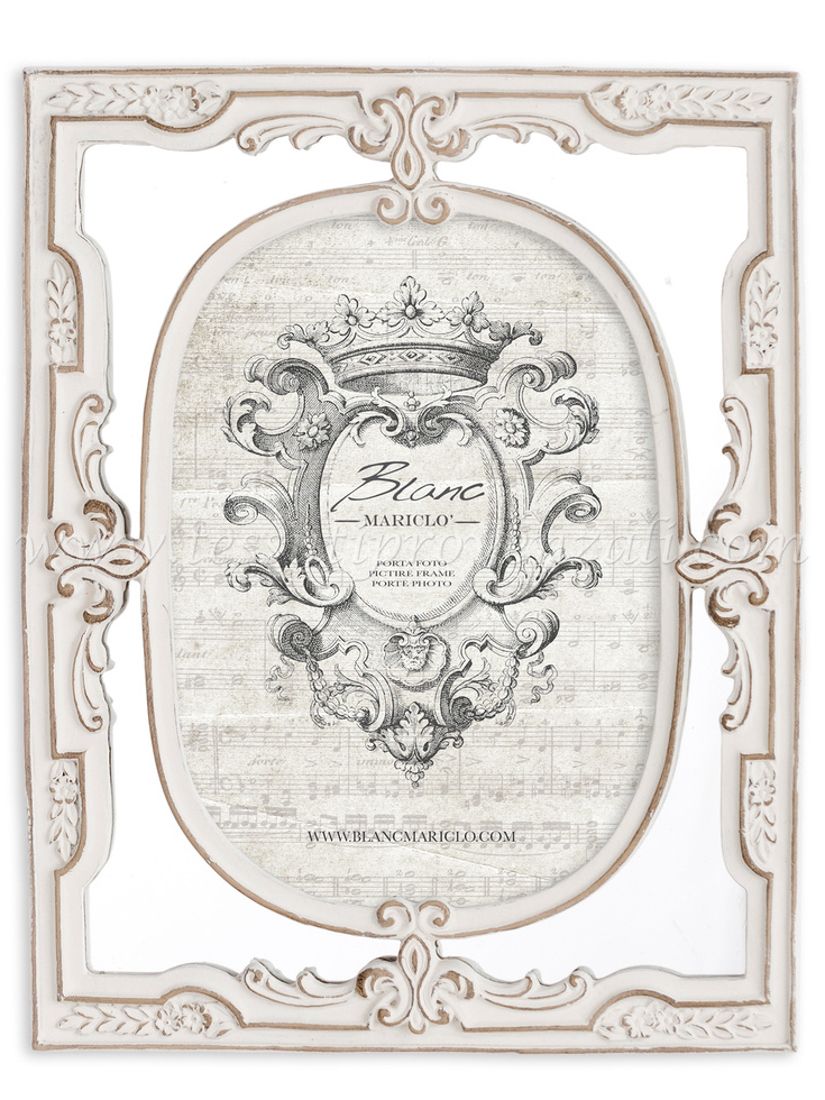 Blanc Mariclo cornice portafoto con specchi serie Sentimento shabby chic cm.19x24 h.