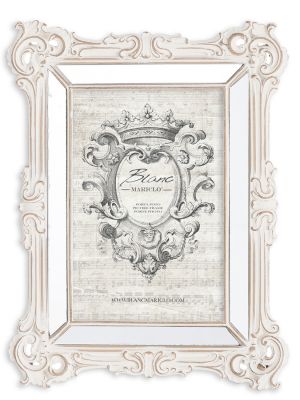 Blanc Mariclo cornice portafoto con specchi serie Sentimento shabby chic cm.17x22 h.