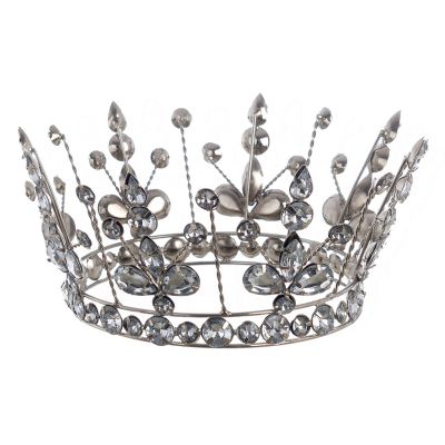 Blanc Mariclo corona decorativa con cristalli serie Argentea cm.17x7 h.