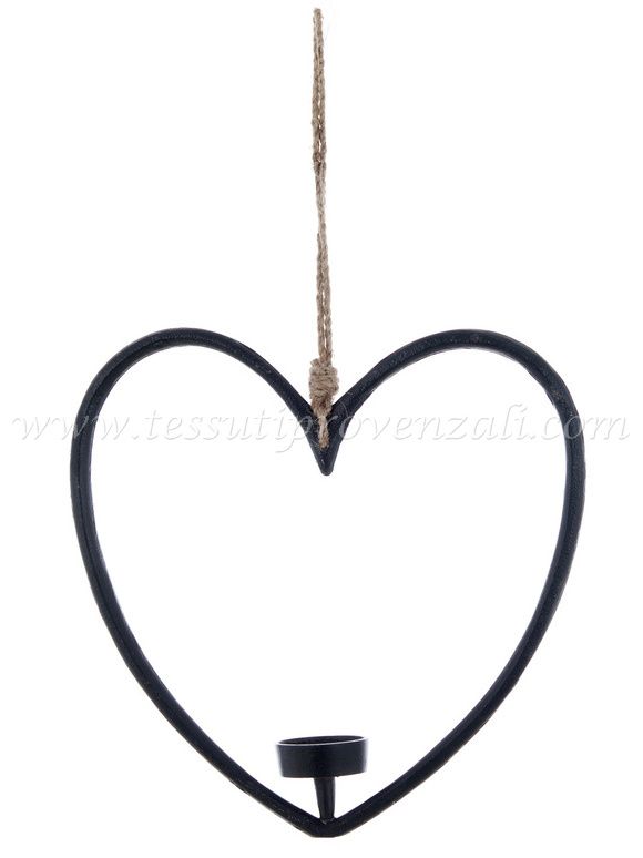 Blanc Mariclo' cuore porta candela da appendere serie Storie di Cantastorie cm.25x25 h. misura grande