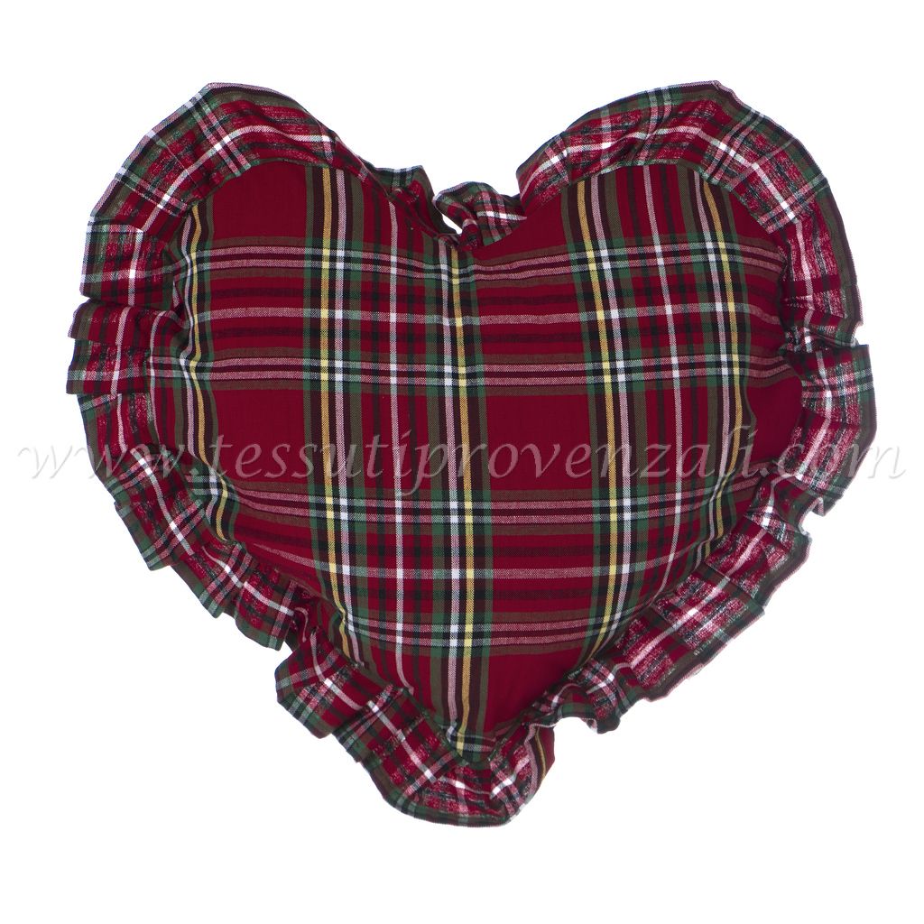 Blanc Mariclo cuscino a forma di cuore con volant serie Magia Tartan cm. 42x44