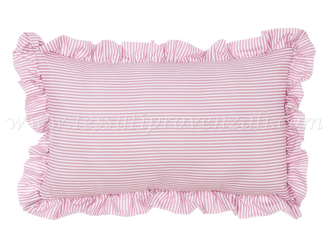Blanc Mariclo cuscino a righe con volant serie Sogno Vichy colore rosa cm.30x50