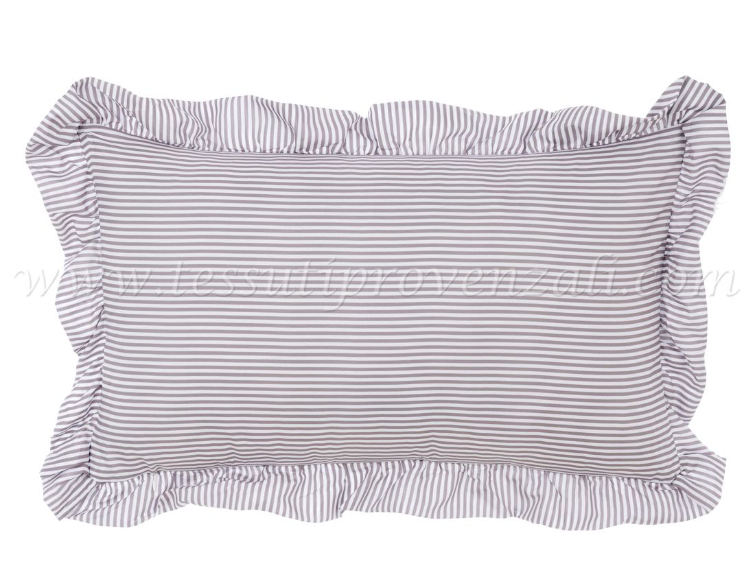 Blanc Mariclo cuscino a righe con volant serie Sogno Vichy colore beige cm.30x50