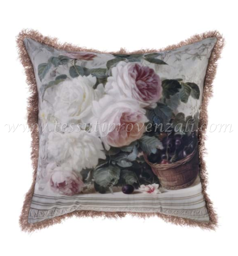 Blanc Mariclo cuscino arredo serie Rose Collection cm. 45x45 variante fondo perla