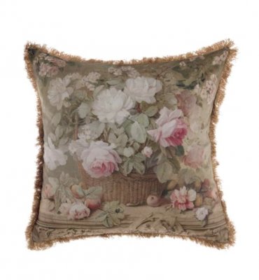 Blanc Mariclo cuscino arredo serie Rose Collection cm. 45x45 variante fondo verdino