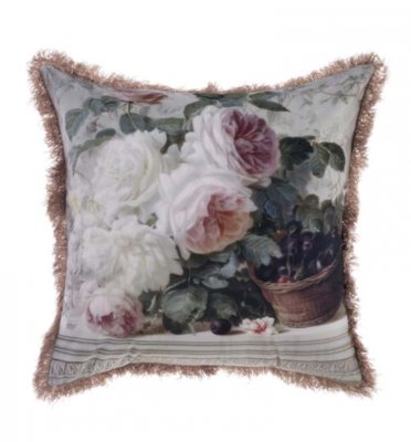 Blanc Mariclo cuscino arredo serie Rose Collection cm. 45x45 variante fondo perla