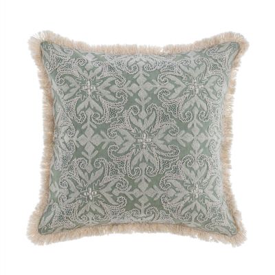 Blanc Mariclo linen cushion with frills cm.45x45 Dentelle